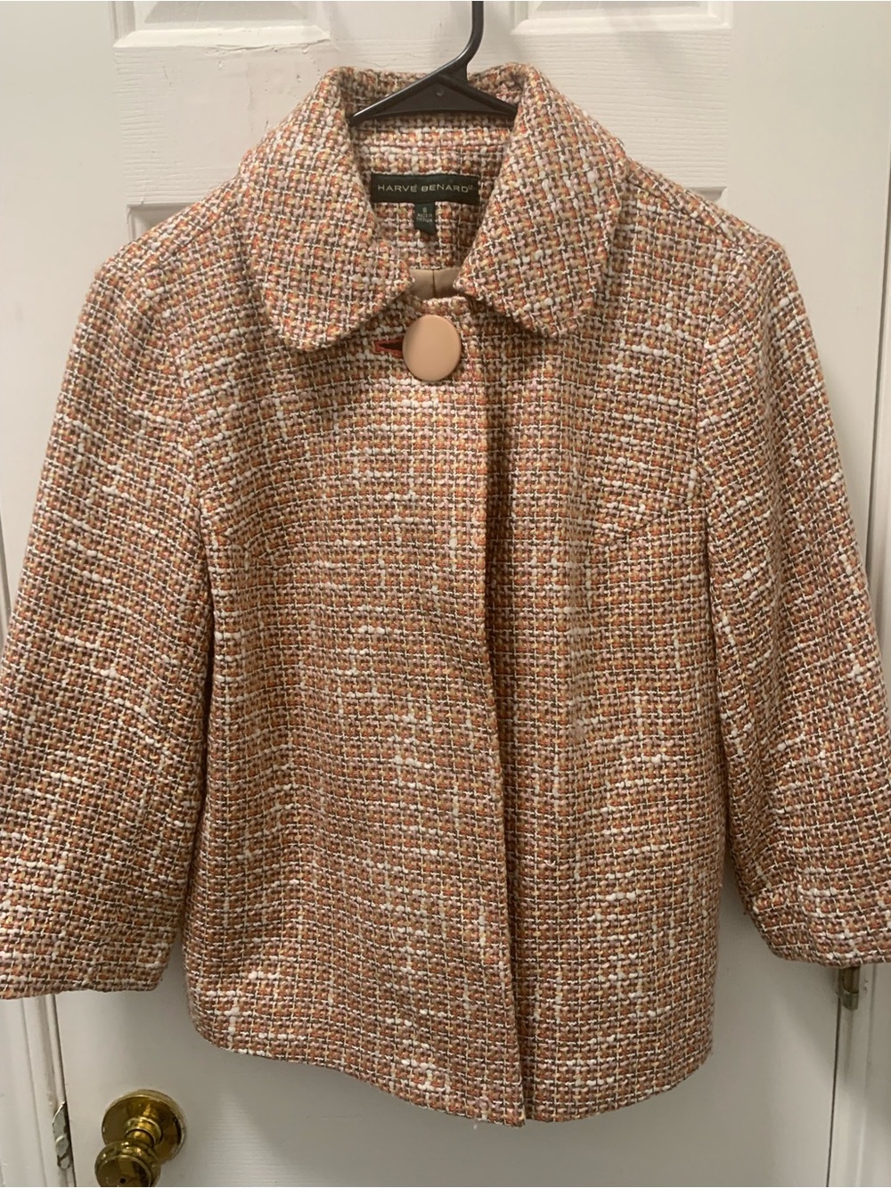 Vintage Harve Benard Orange and Brown Tweed Crop Jacket